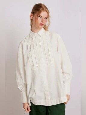 Damson Madder Tuxedo Ruffle Shirt EU Size 18/ US Size 14 (see Measurements)